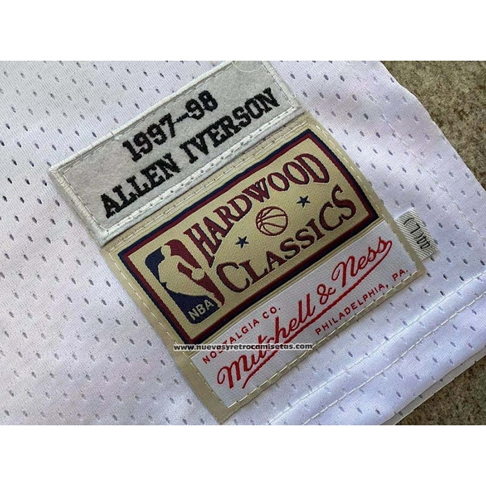 Maglia Philadelphia 76ers Allen Iverson #3 Mitchell & Ness 1997-98 Tattoo Bianco